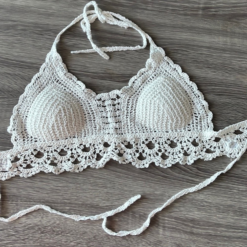 NWOT American Flirt boho white Crochet Knitted bralette crop top